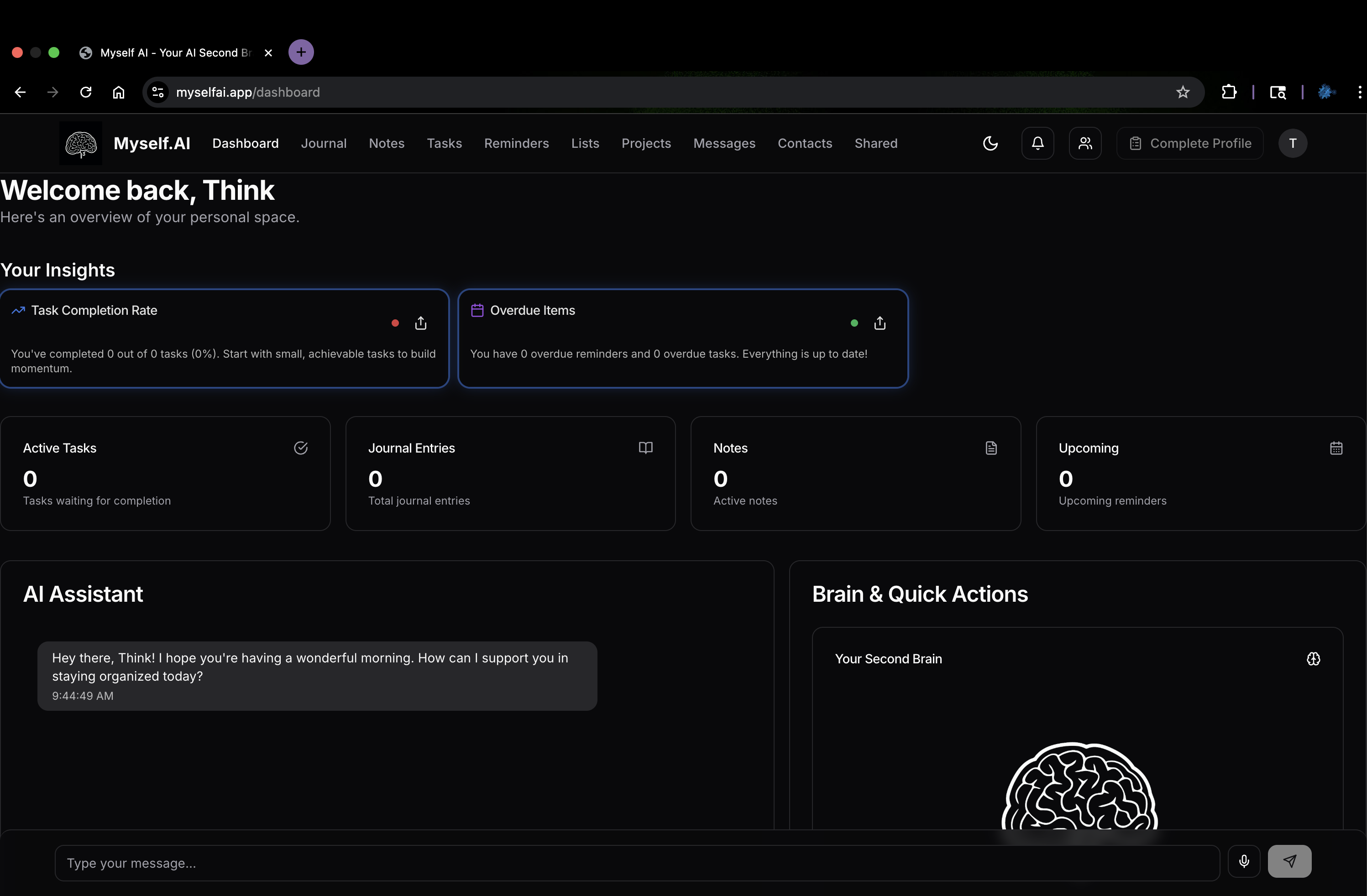 Myself AI product screenshot