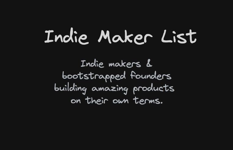 Indie Maker List - Product Image