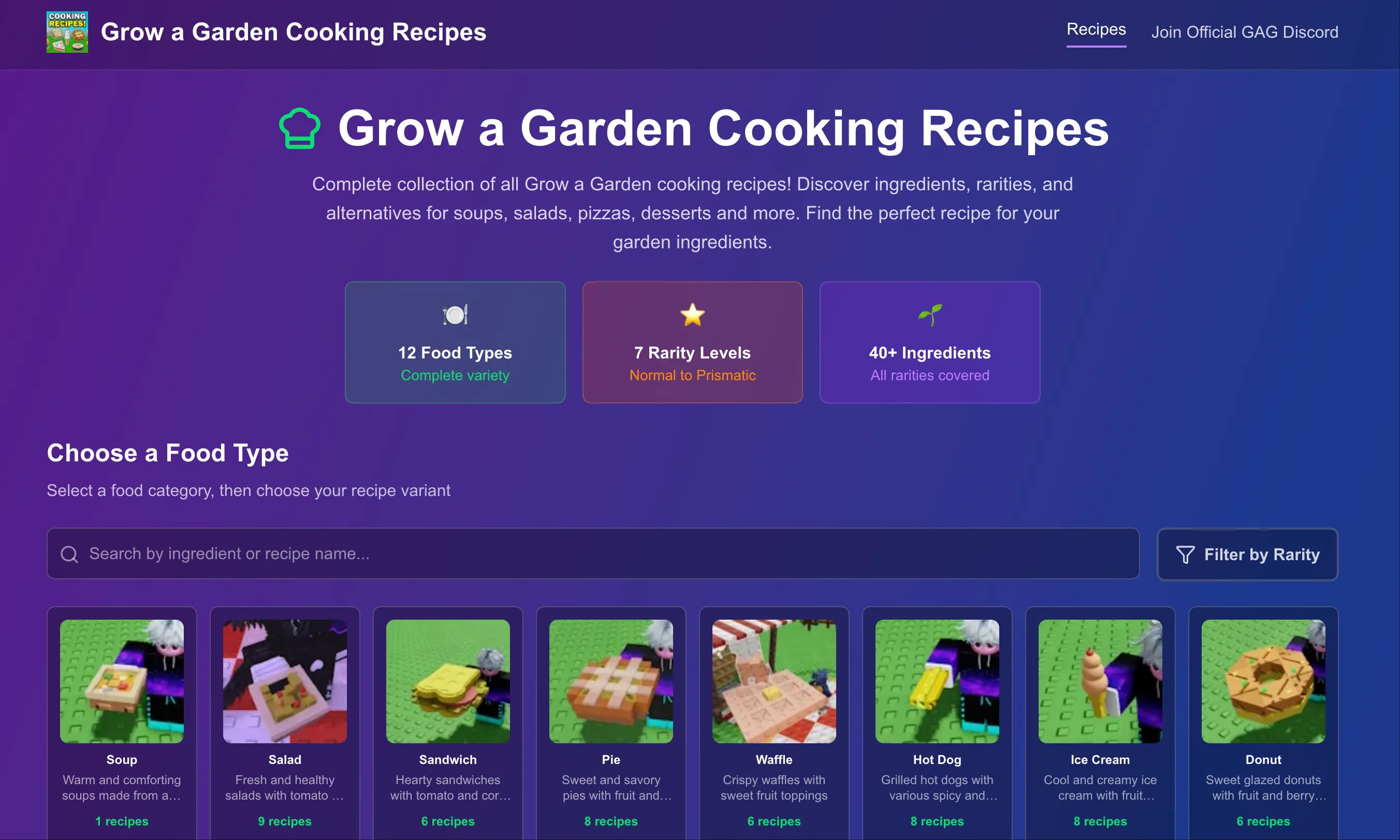 Grow a Garden Recipe Guide - Product Image