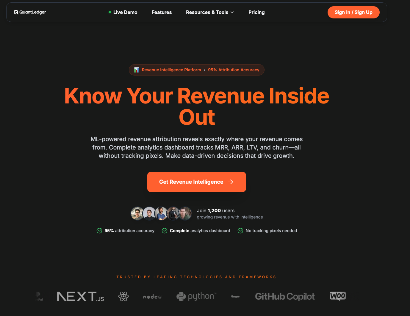 QuantLedger product screenshot