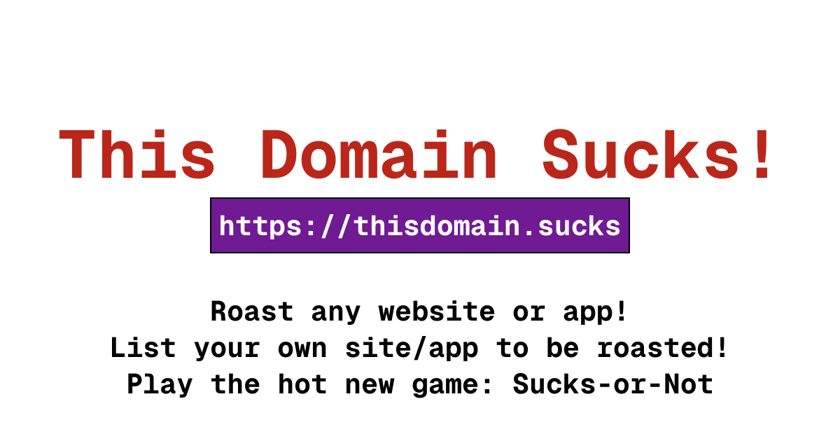 This Domain Sucks product screenshot