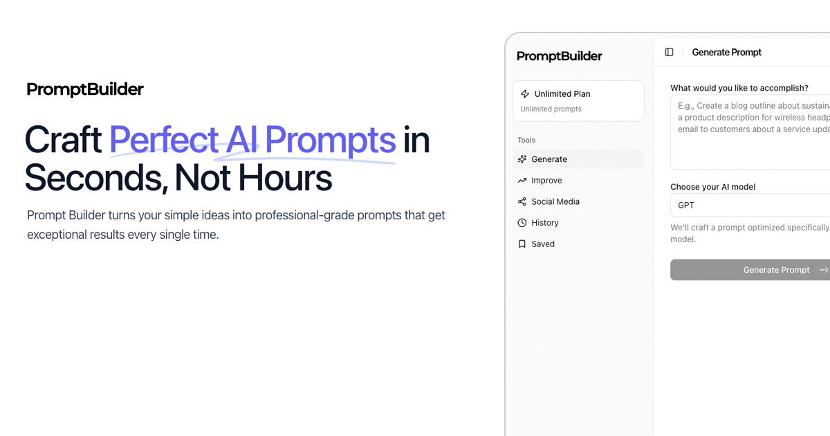 PromptBuilder product screenshot