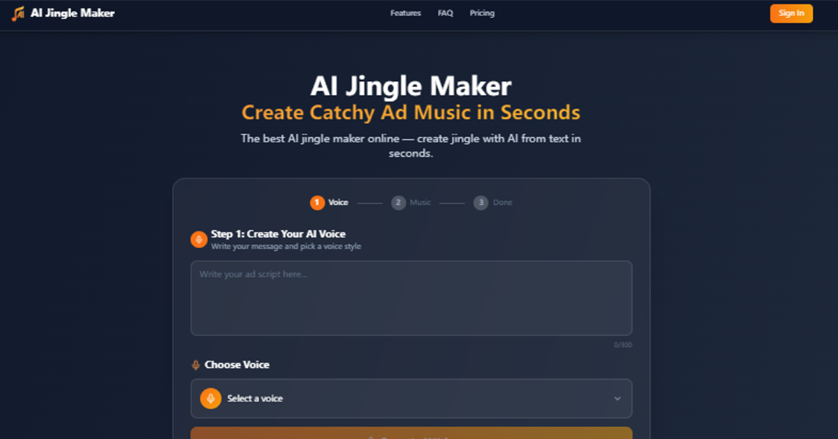 AI Jingle Maker product screenshot