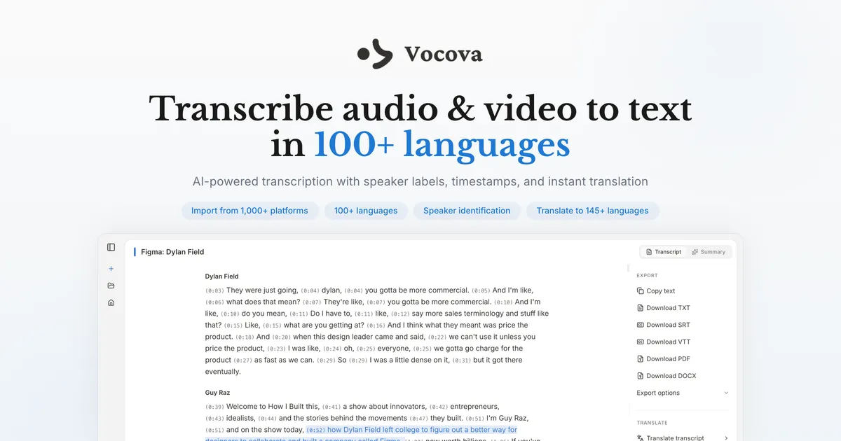 Vocova product screenshot