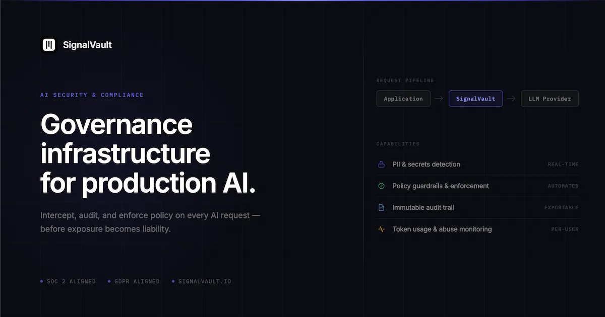 SignalVault product screenshot