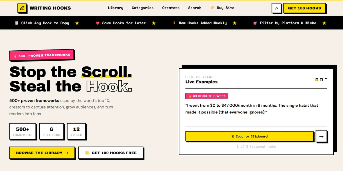 Writing Hooks product screenshot