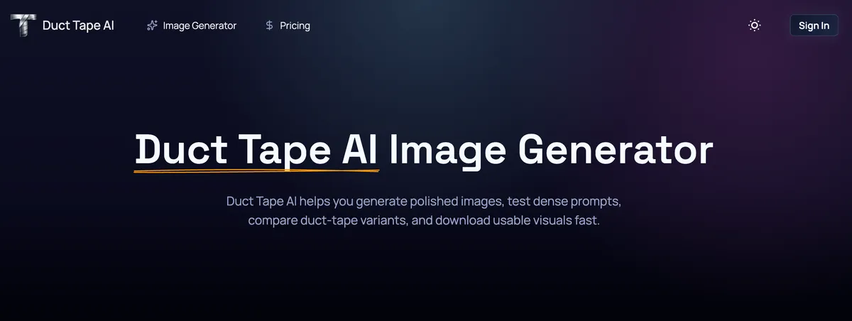 Duct Tape AI product screenshot