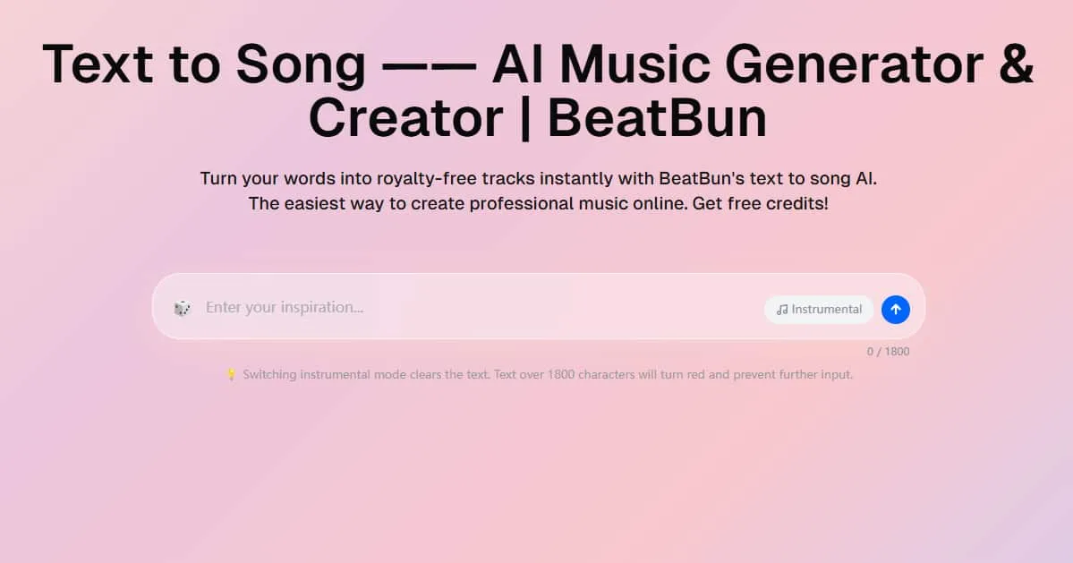 Convert words to high-quality music in seconds product screenshot