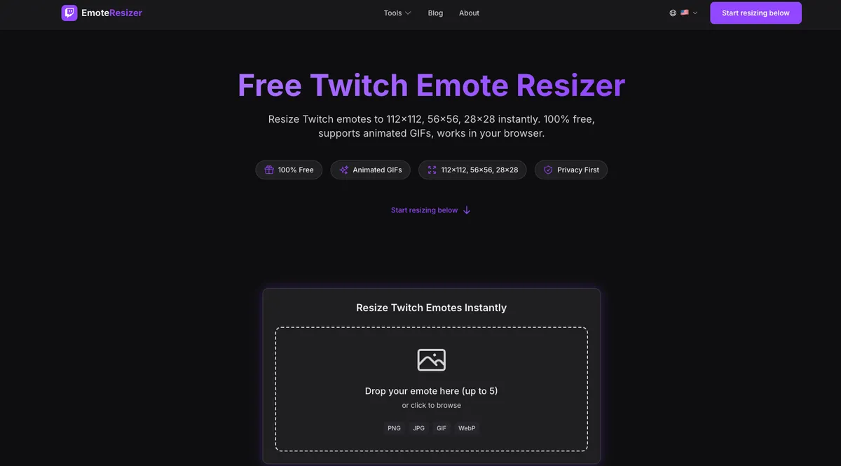 Twitch Emote Resizer product screenshot