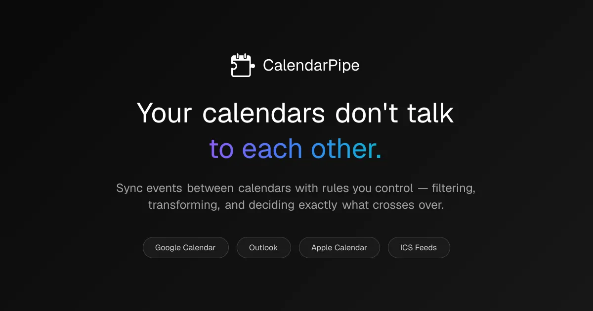 CalendarPipe product screenshot