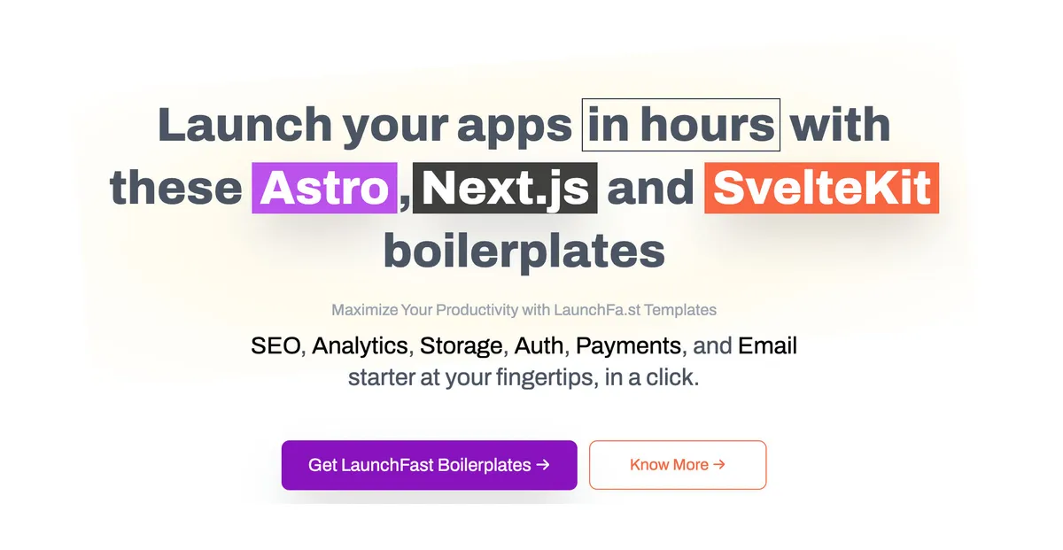 LaunchFast product screenshot
