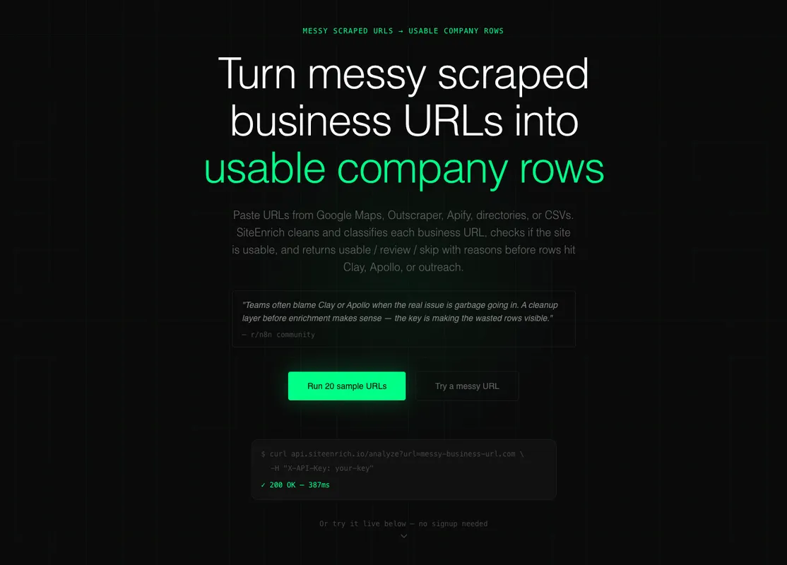 SiteEnrich product screenshot