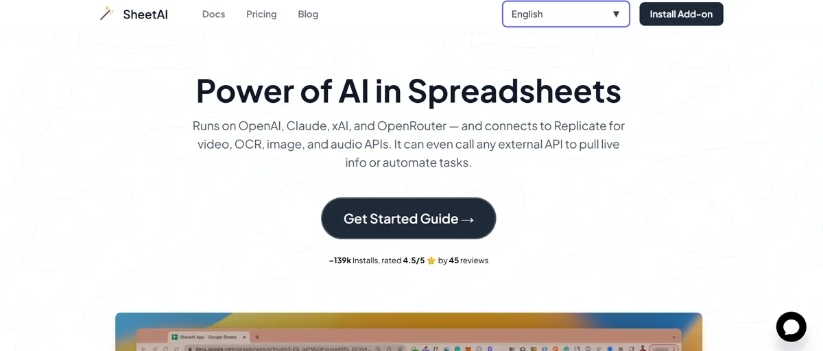 SheetAI product screenshot