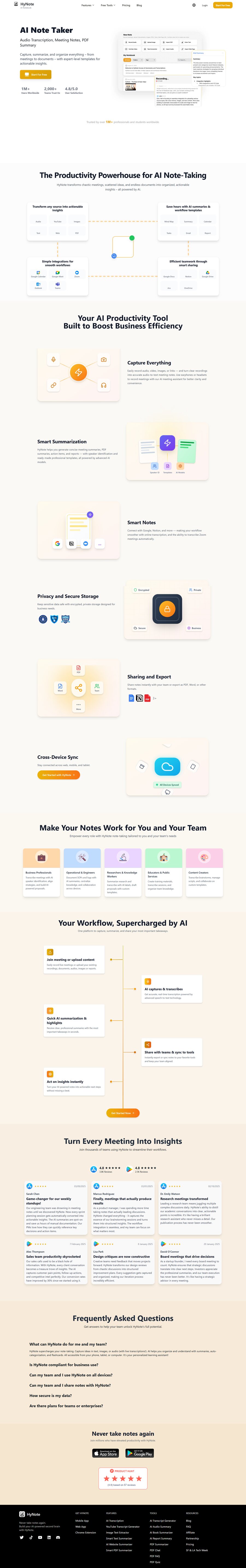 HyNote AI product screenshot