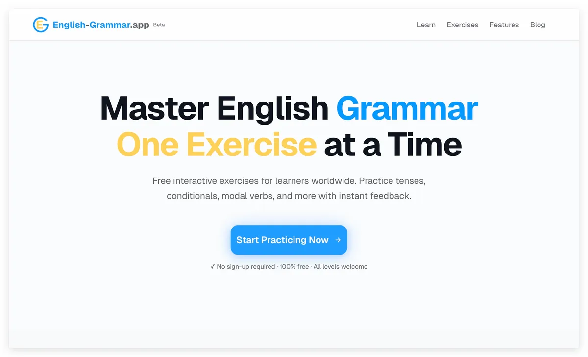 English Grammar App product screenshot
