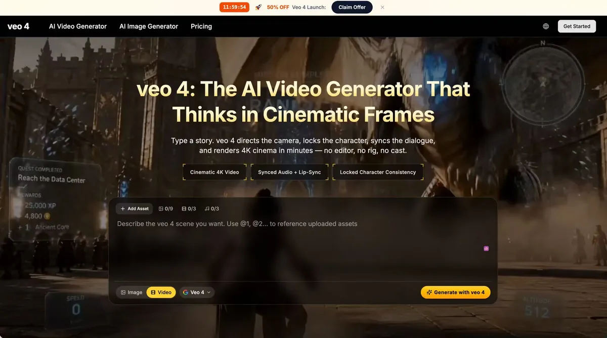 Free veo 4 AI Video Generator product screenshot