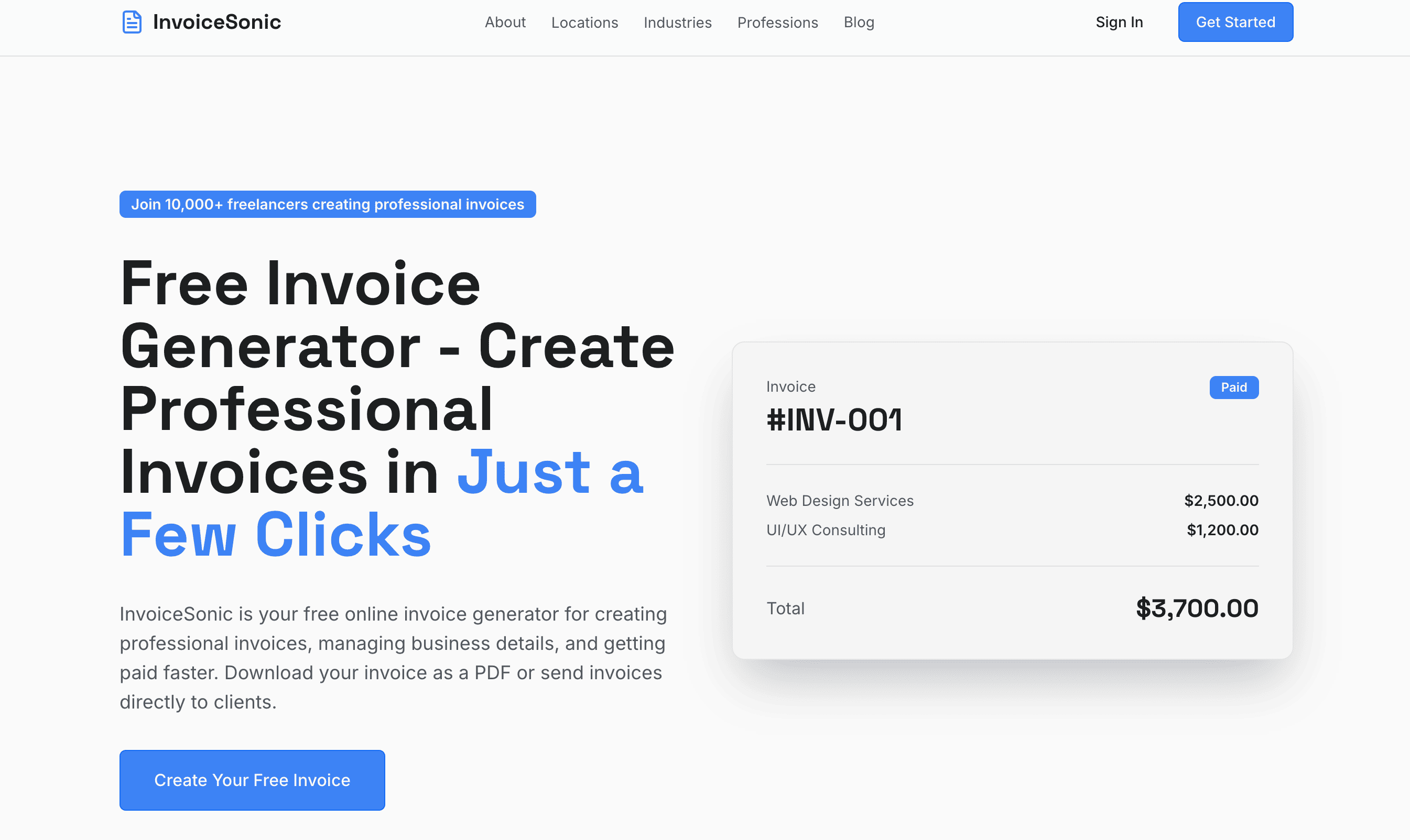 invoice Sonic product screenshot
