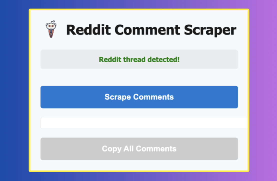 Reddit Comment Scraper product screenshot