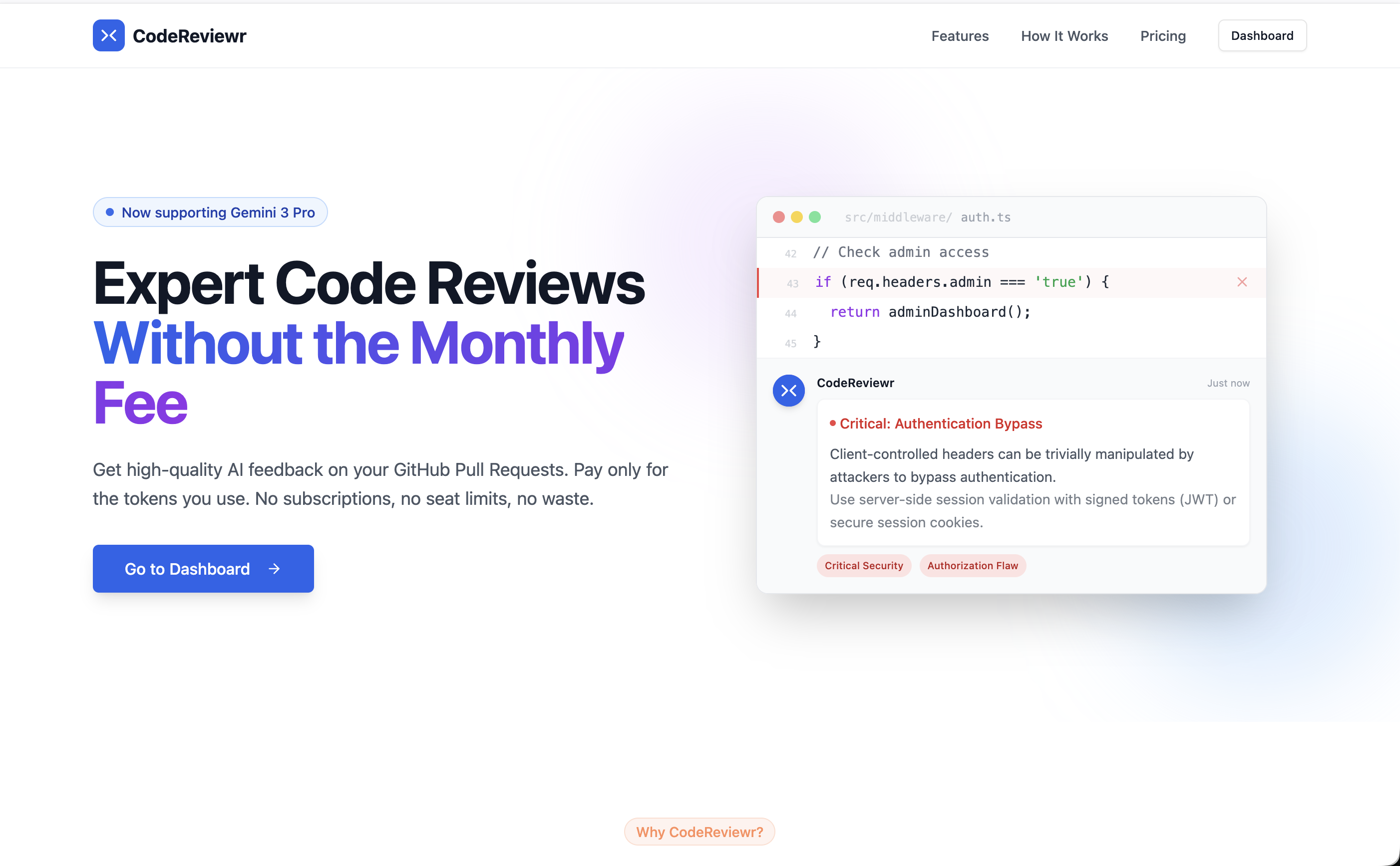 CodeReviewr product screenshot