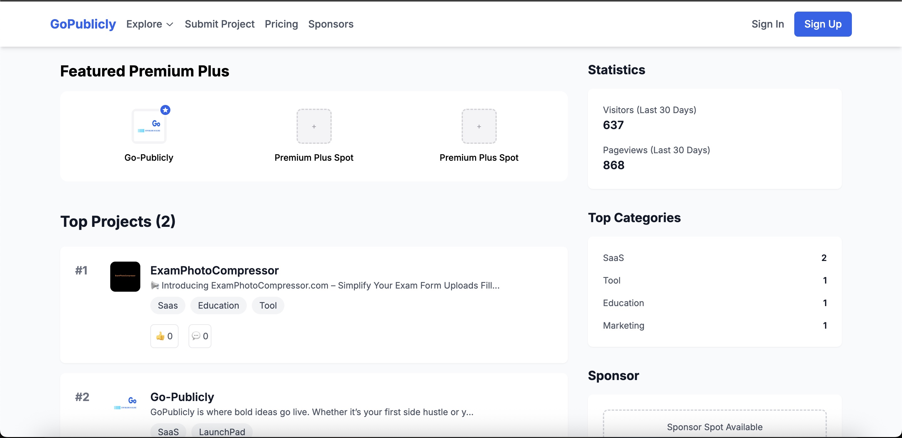 Go-Publicly product screenshot
