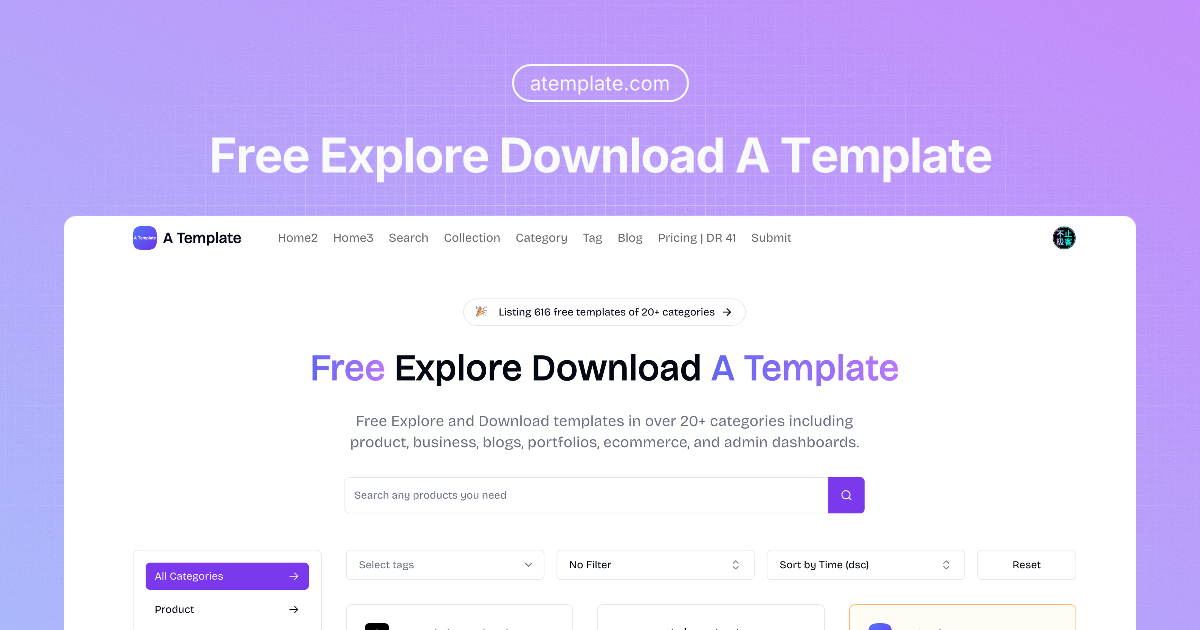A Template product screenshot