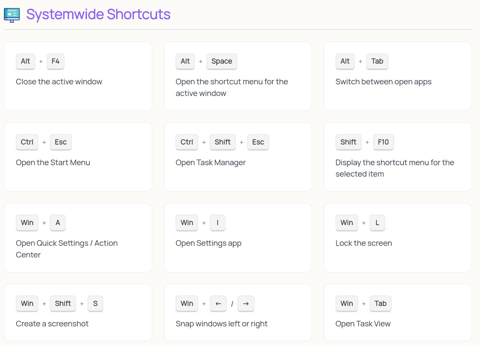 Keyboard Shortcuts product screenshot