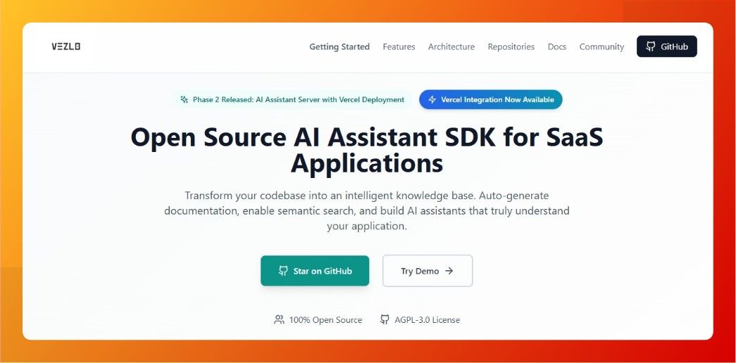 Vezlo AI SDK product screenshot