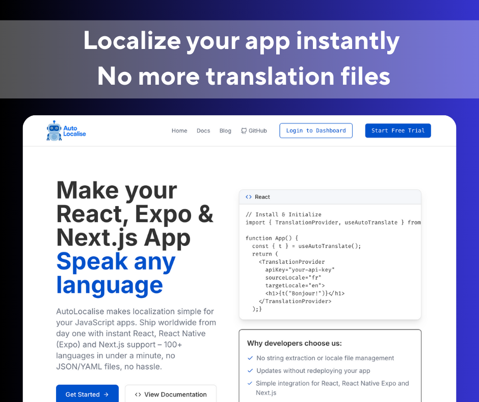 AutoLocalise product screenshot