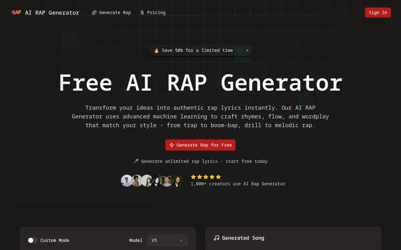 AI Rap Generator product screenshot