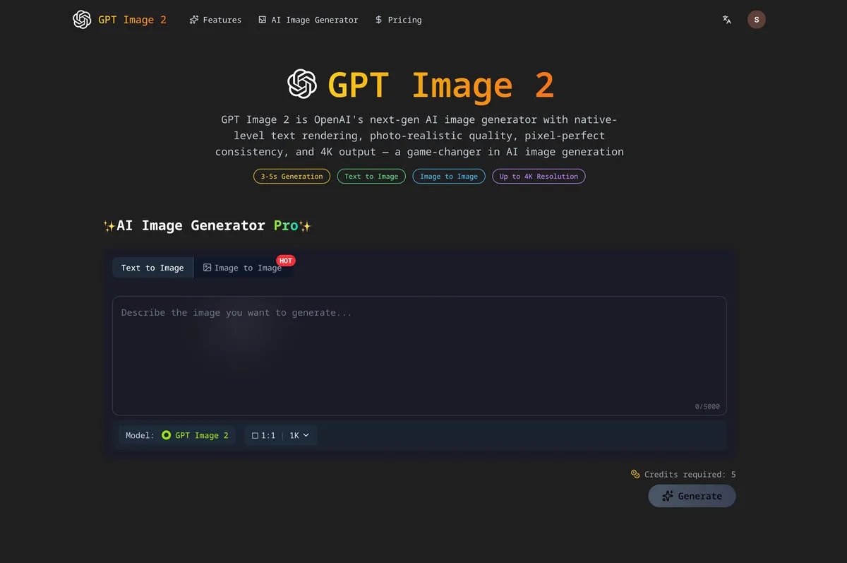 GPT Image 2 product screenshot
