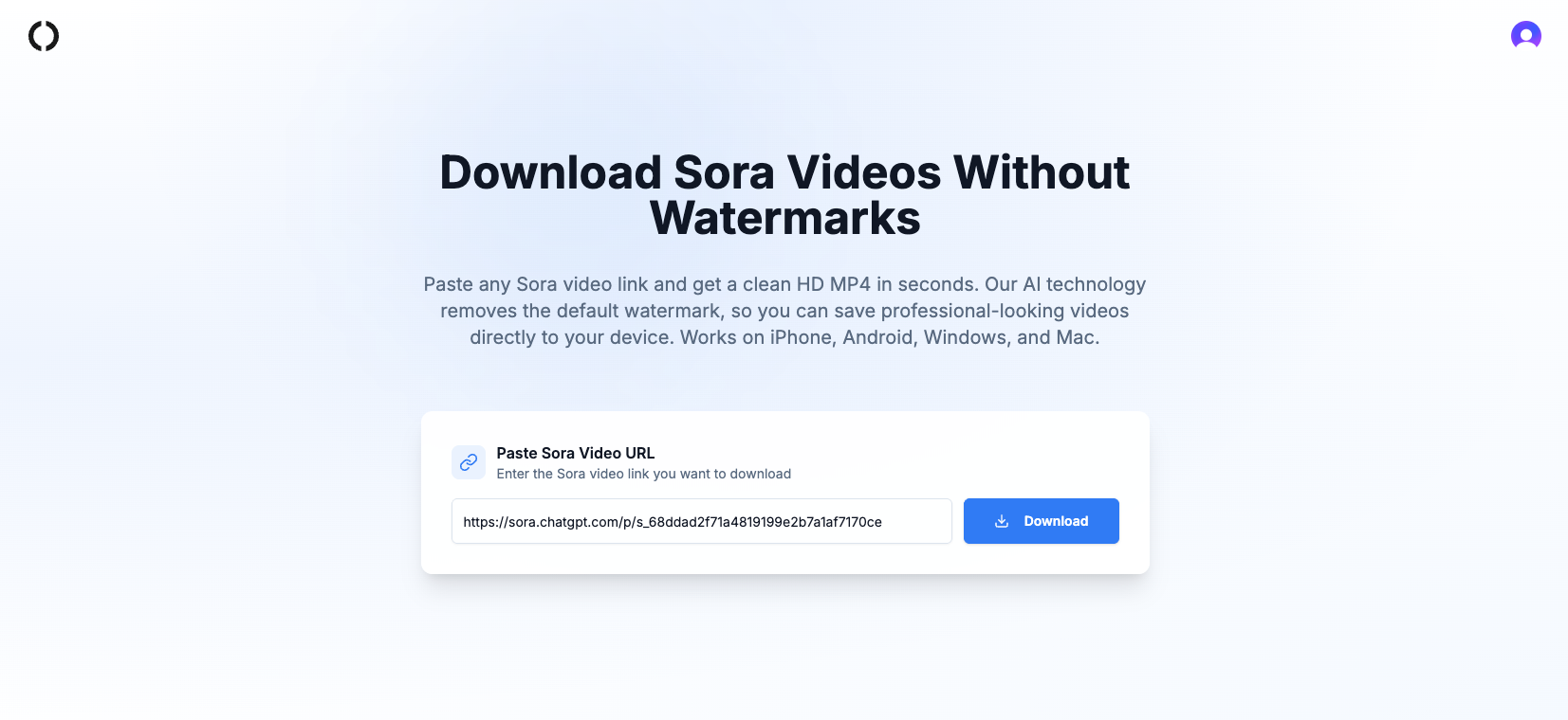 Sora Video Downloader product screenshot
