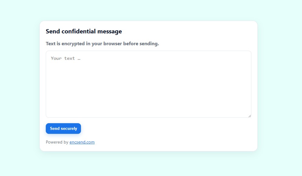 encsend - secure text sharing product screenshot