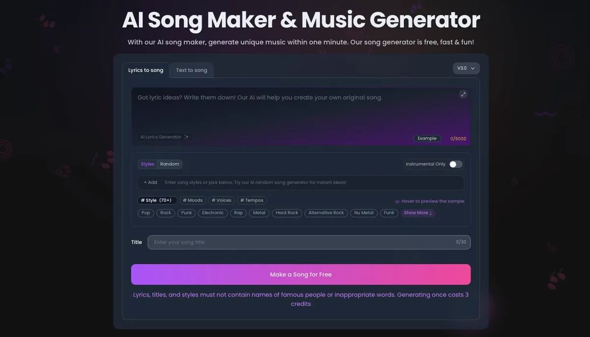 AIMakeSong product screenshot
