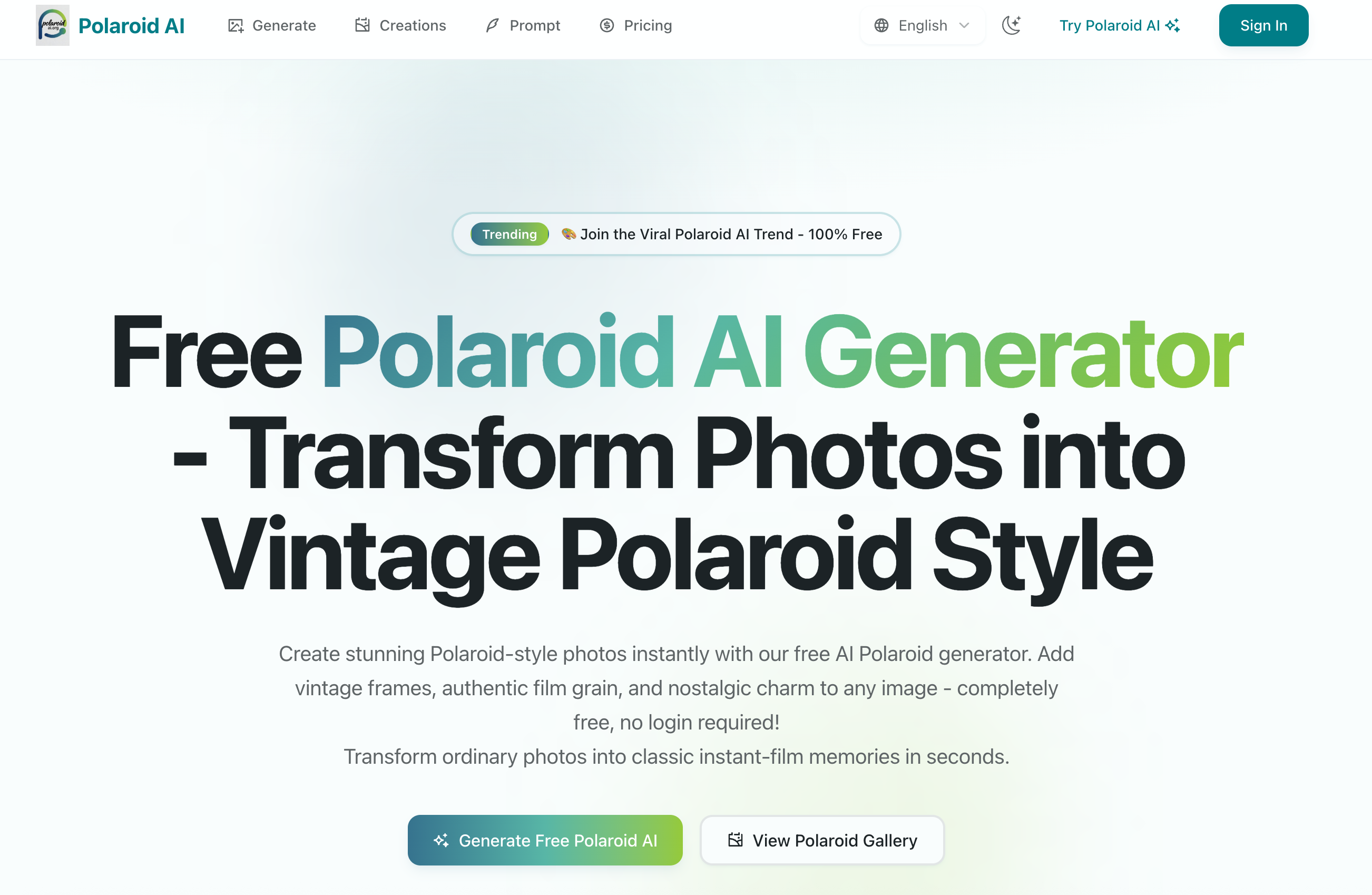 Polaroid AI product screenshot