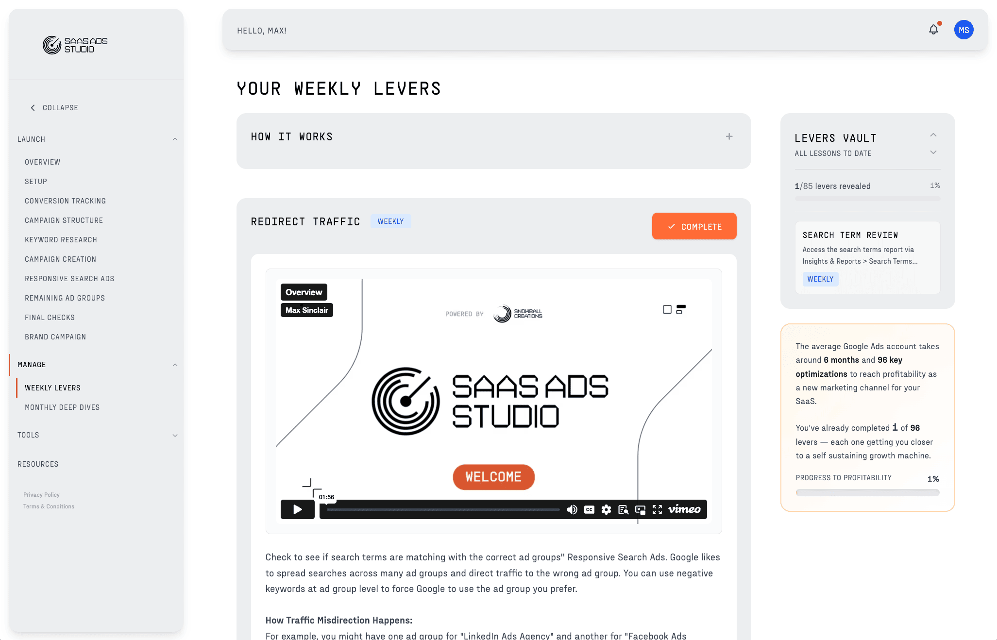 The SaaS Ads Studio product screenshot