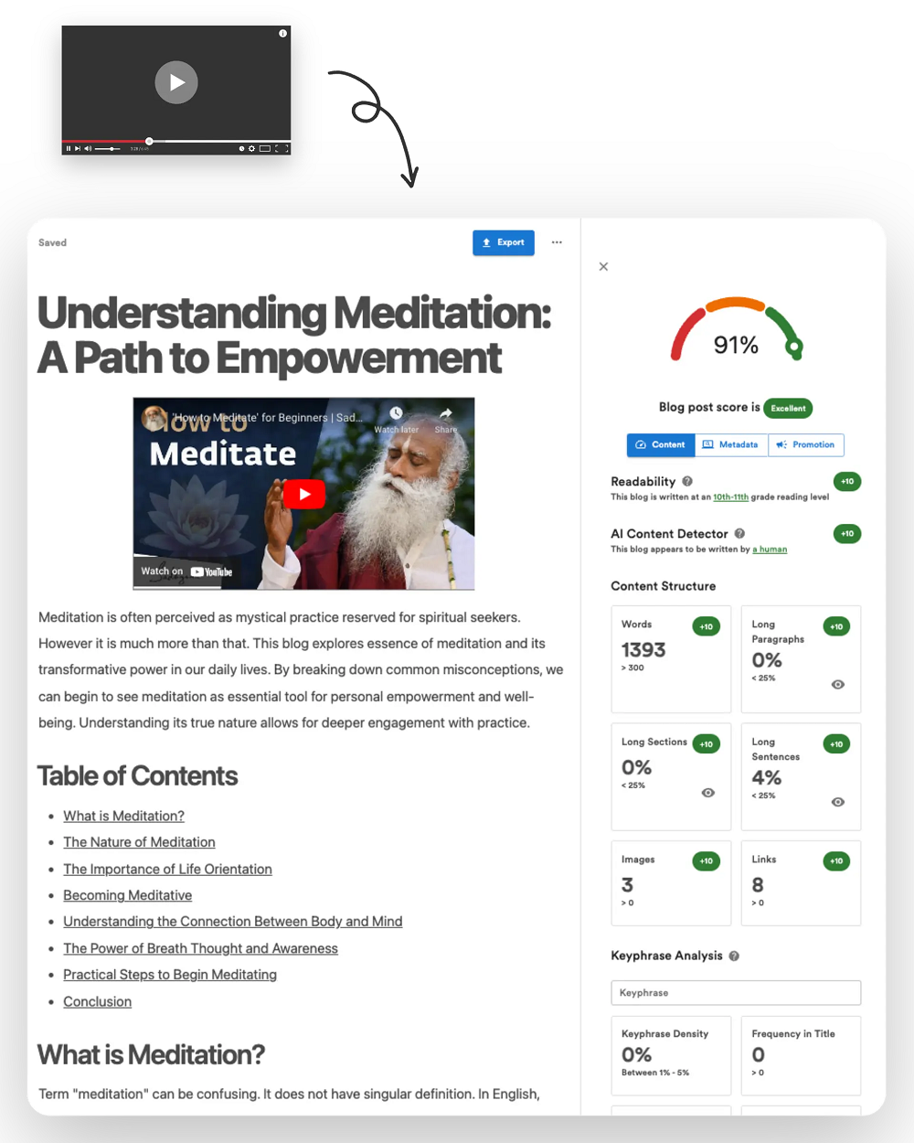 Video to Blog product screenshot