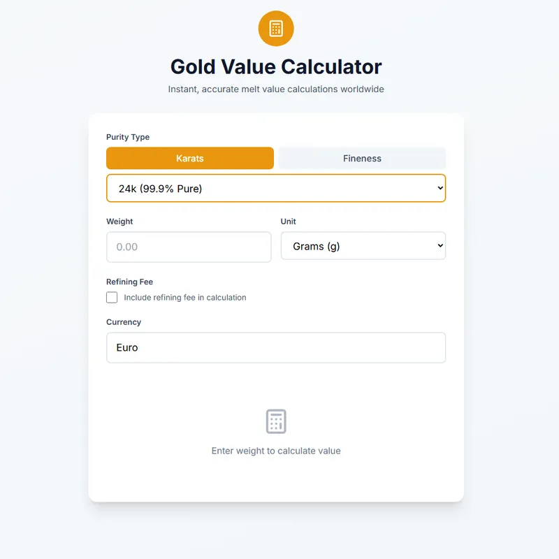 The Gold Calculator product screenshot