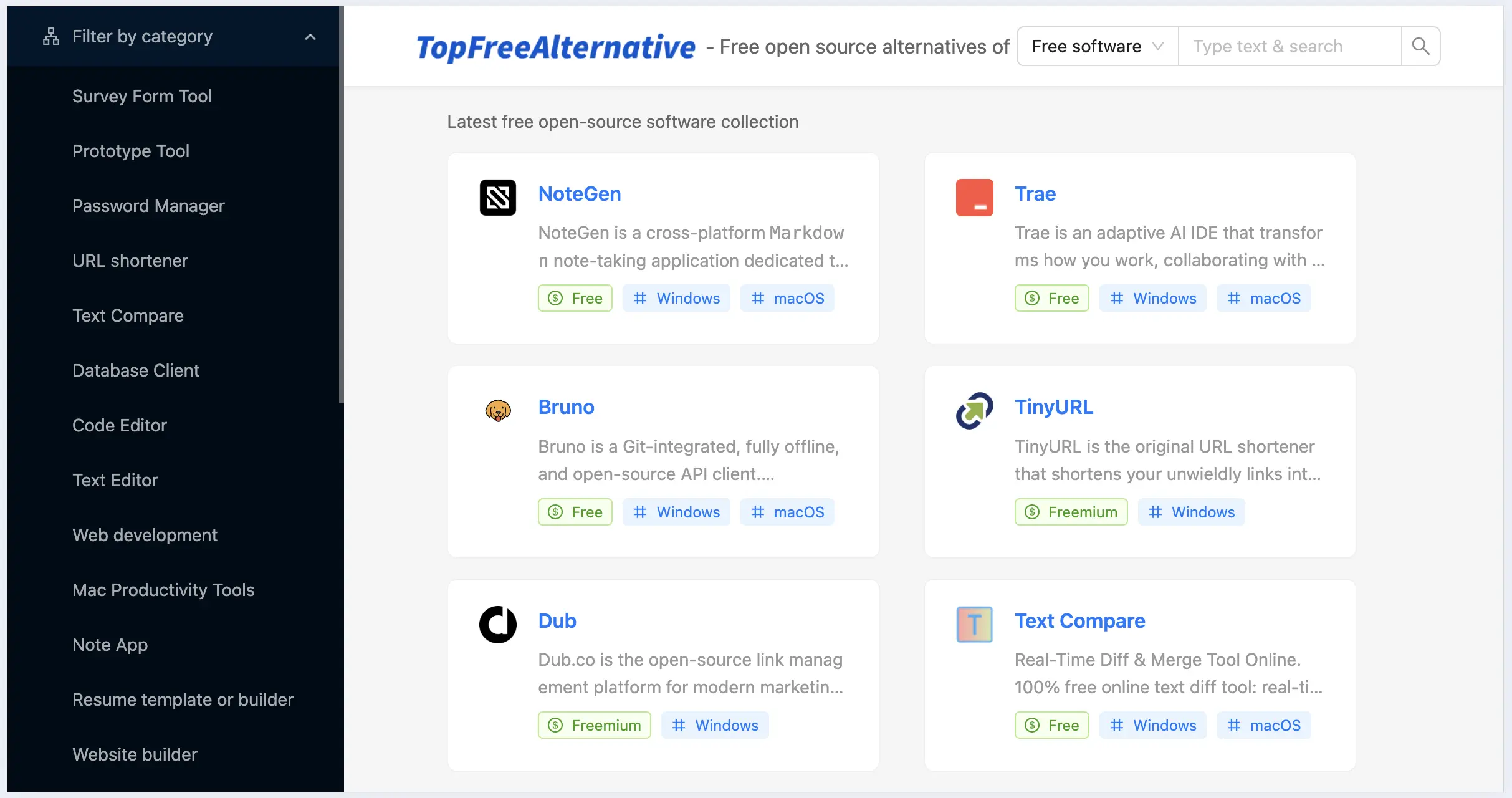 TopFreeAlternative product screenshot