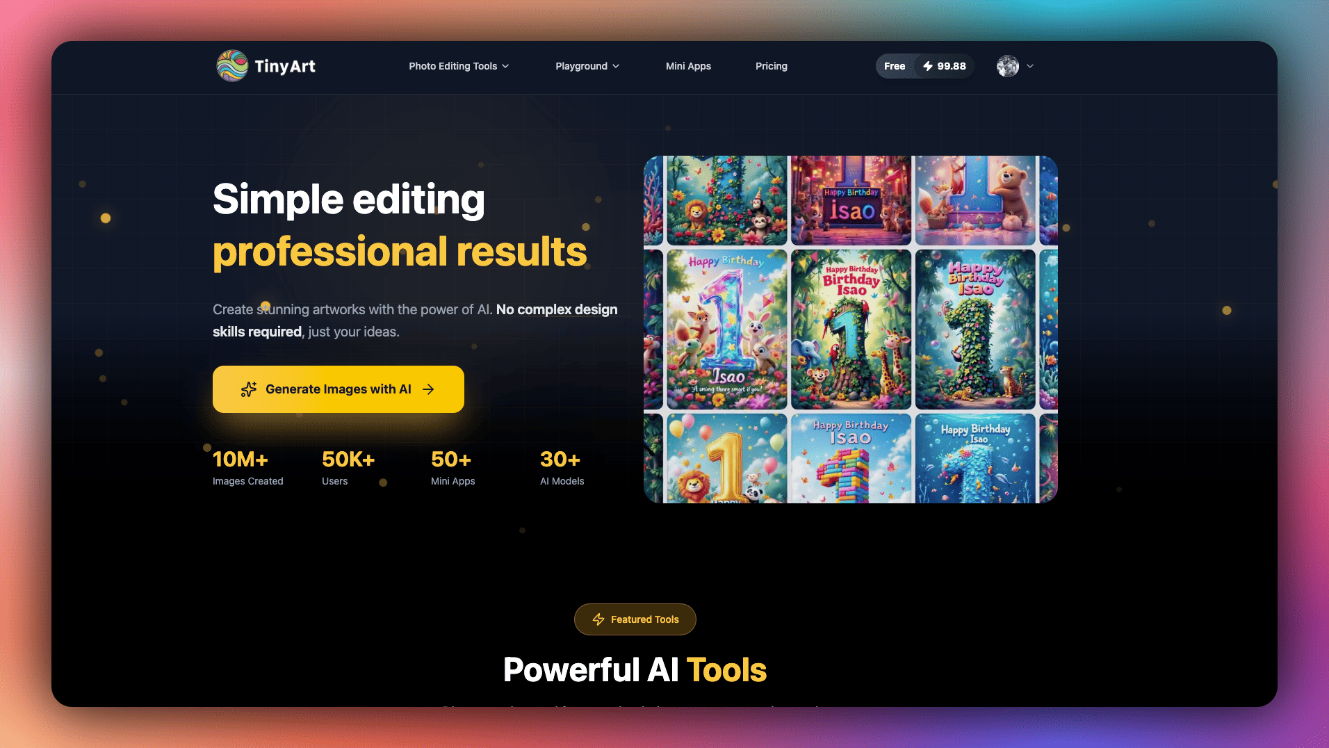 Tinyart.io product screenshot