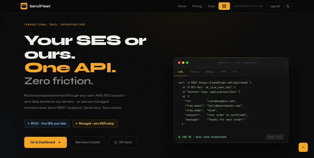 SendFleet product screenshot
