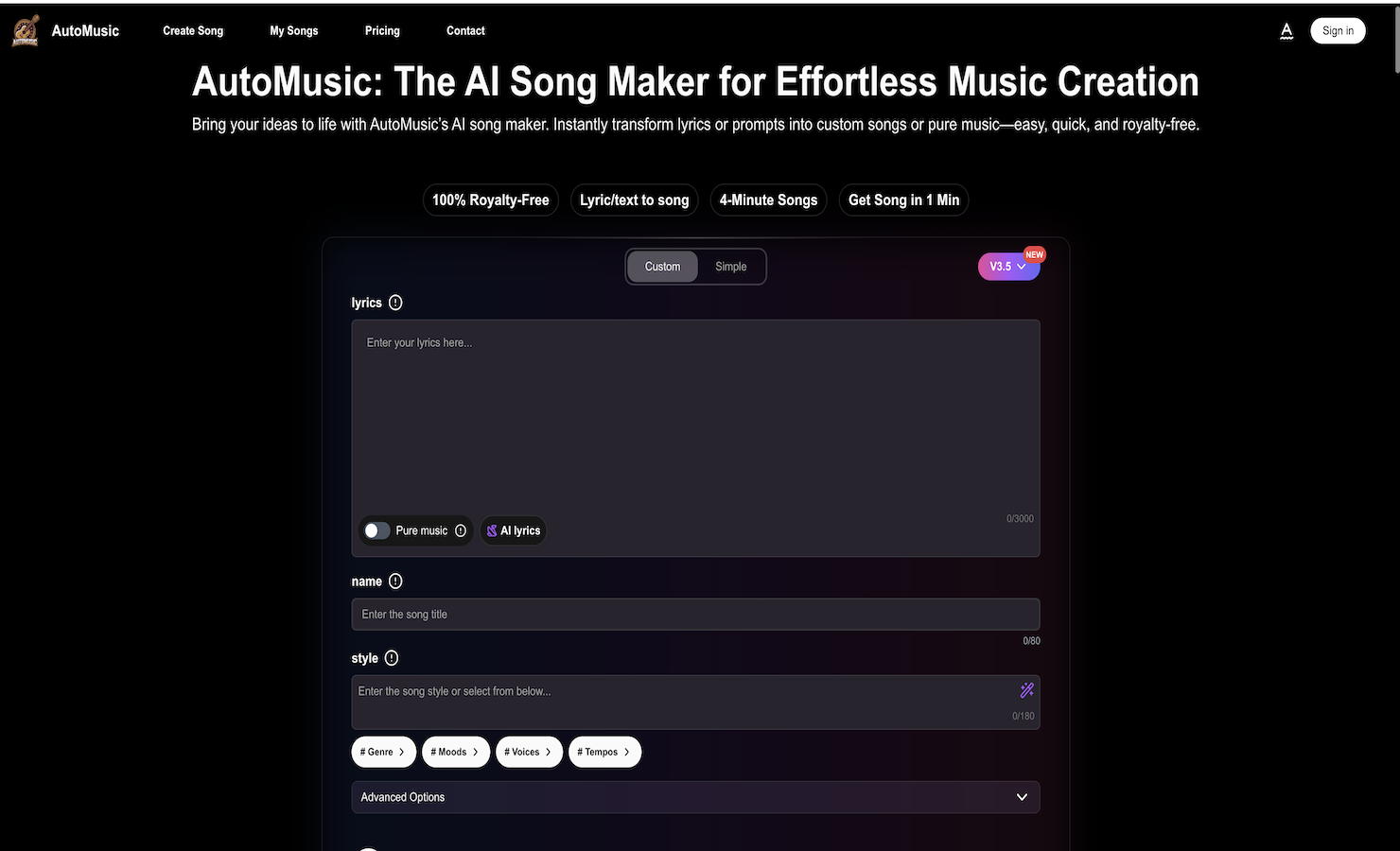 AI Song Maker product screenshot