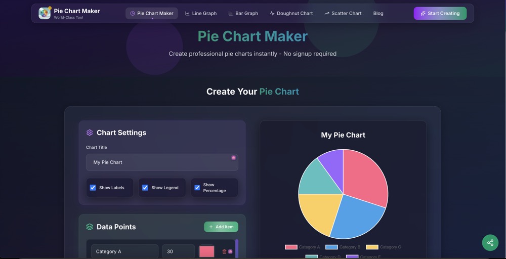 pie chart maker product screenshot