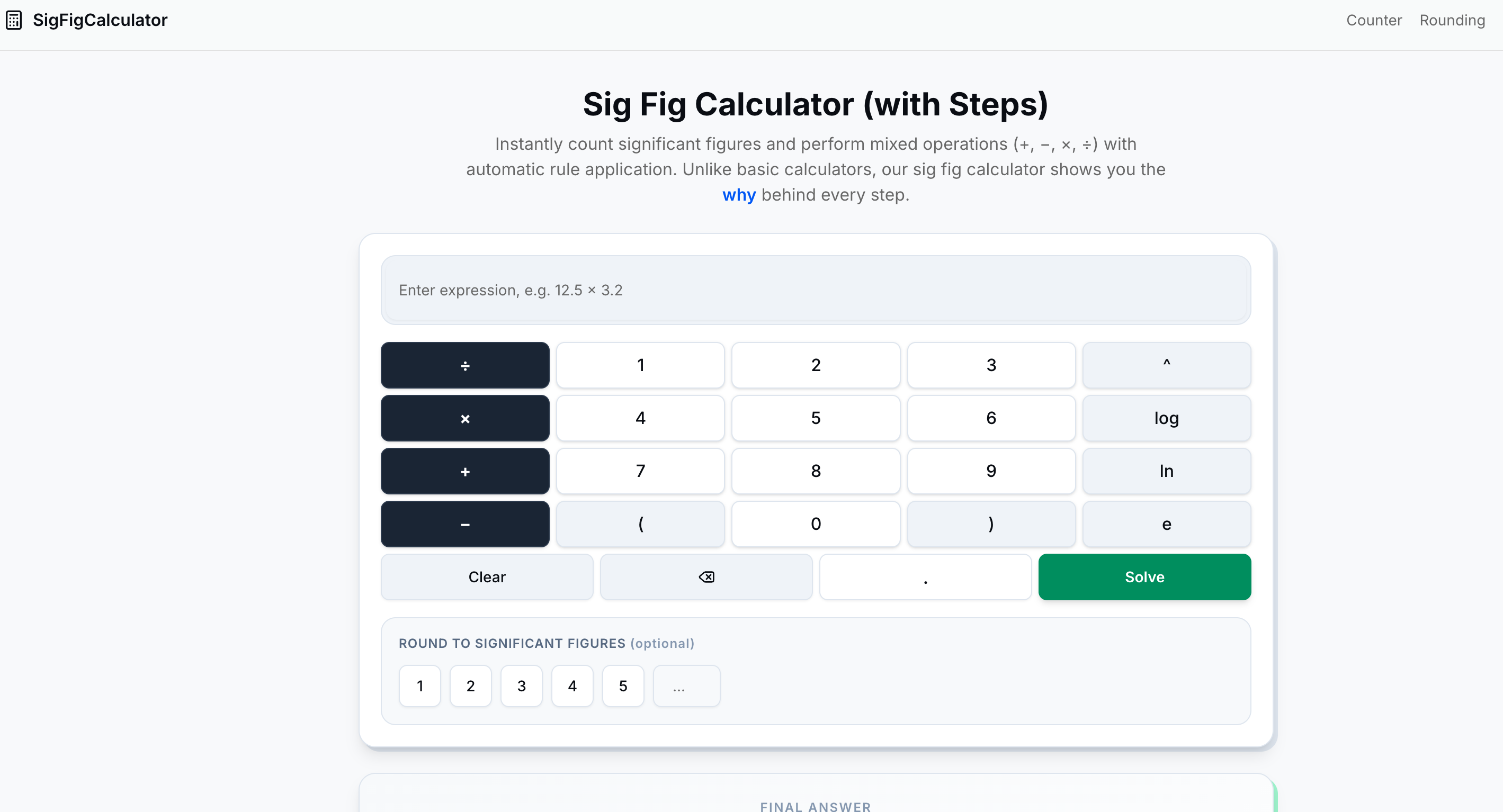 Sig Fig Calculator product screenshot