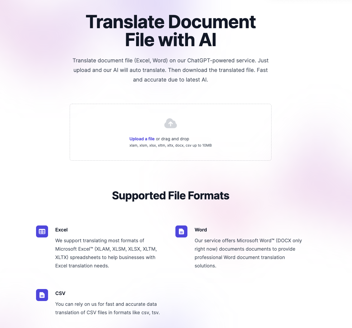 Document File Translation product screenshot