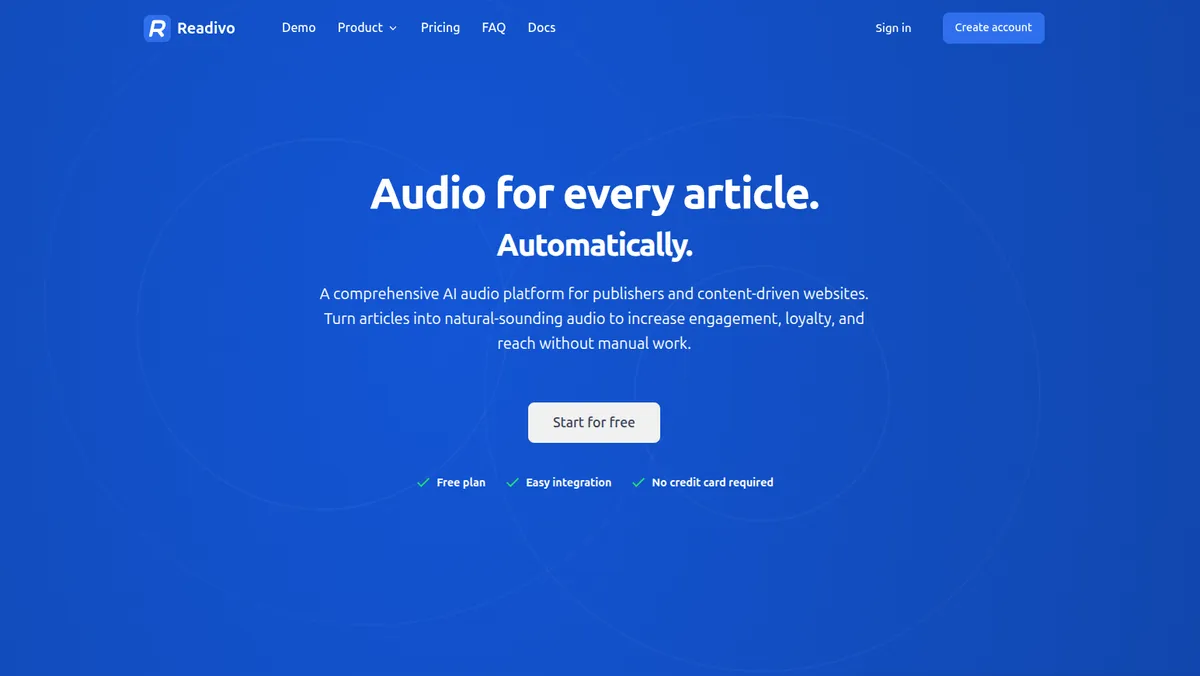 Readivo - Audio for every article product screenshot