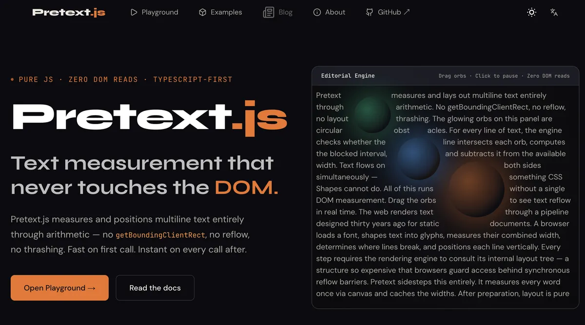 Pretext.js product screenshot