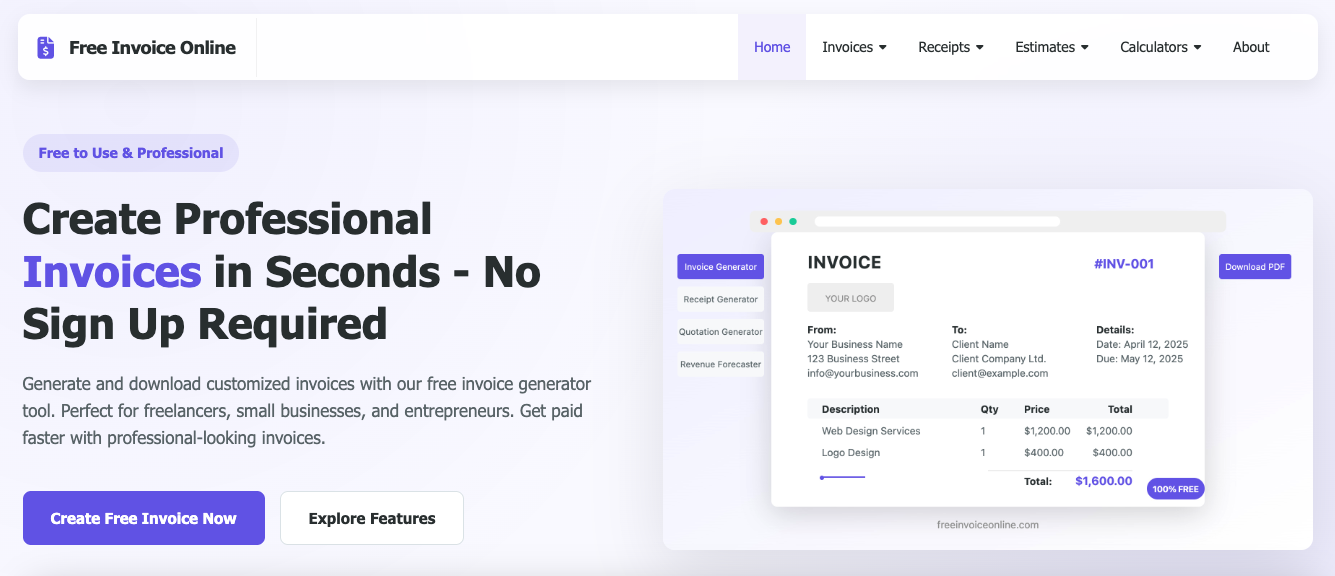Free Invoice Generator - Product Image