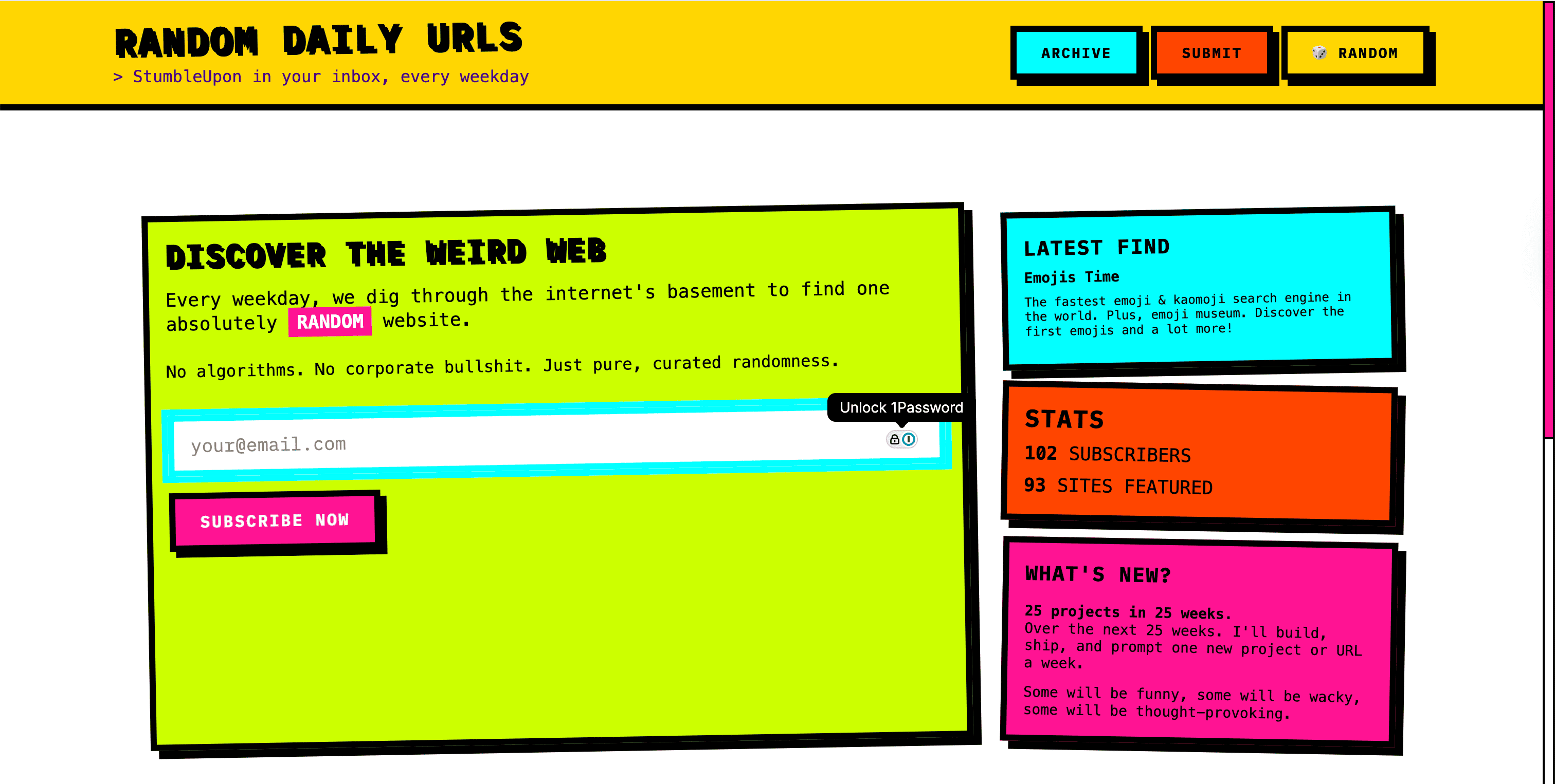 Random Daily Urls product screenshot