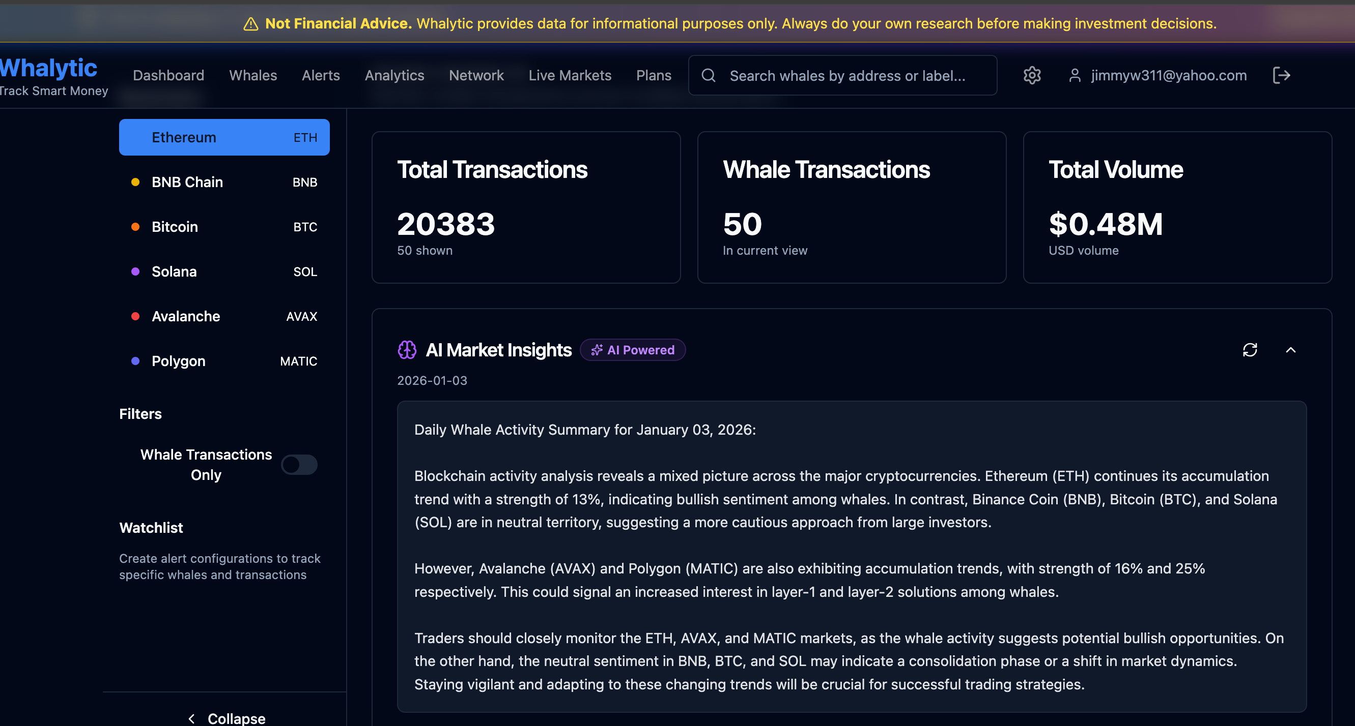 Whalytic product screenshot