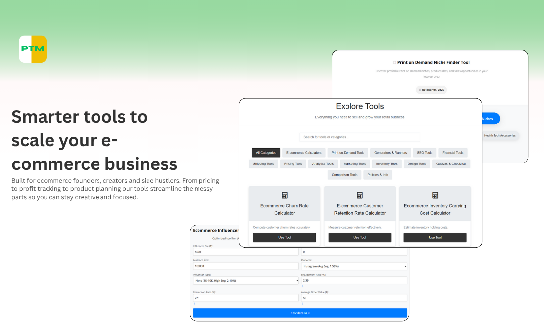 E-commerce Toolsuite product screenshot